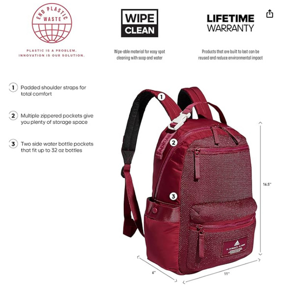 adidas Women's VFA 4 Backpack, Legacy Burgundy Red, One Size - Picture 2 of 6